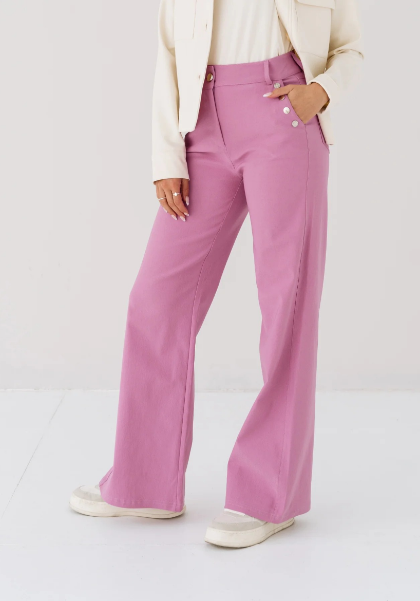Picture of Tall Ladies Trousers Button Flare Extra Long, purple violet