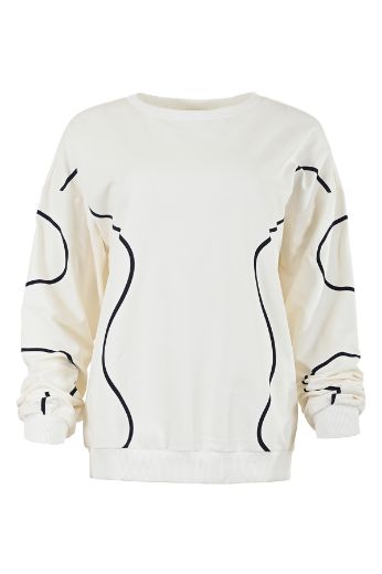 Image de Tall Femmes Sweat-Shirt Extra Long, blanc cassé navy