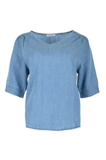Bild von Tall Damen Halbarm Bluse V-Ausschnitt Tencel, blue