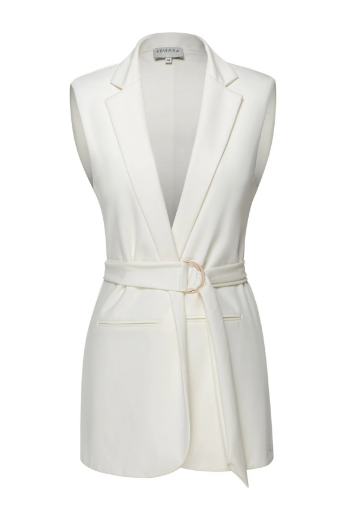 Image de Gilet ouvert avec ceinture à nouer, sel