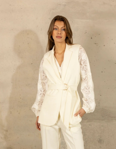 Image de Gilet ouvert avec ceinture à nouer, sel