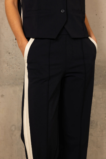 Picture of Tall Ladies Slip-on Trousers Stripe L37 Inch, dark blue