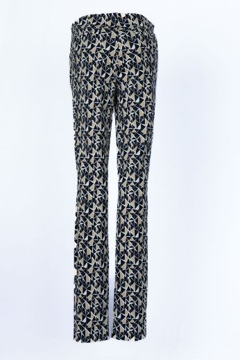 Bild von Tall Damen Slim Fit Hose Jacky Zip L38 Inch, blue beige print