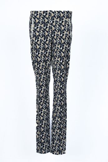 Bild von Tall Damen Slim Fit Hose Jacky Zip L38 Inch, blue beige print