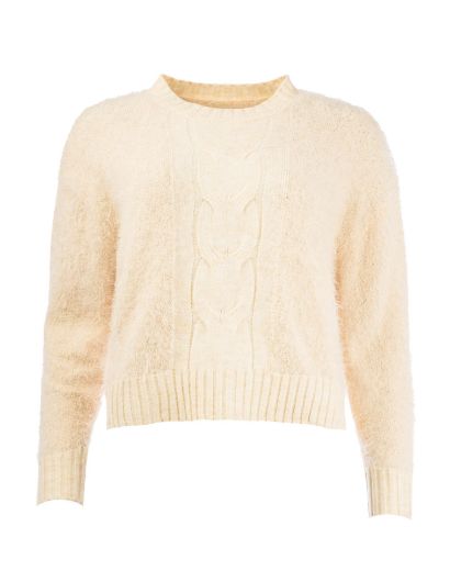 Bild von Tall Damen Strickpullover Hairy Feather Cable Pattern