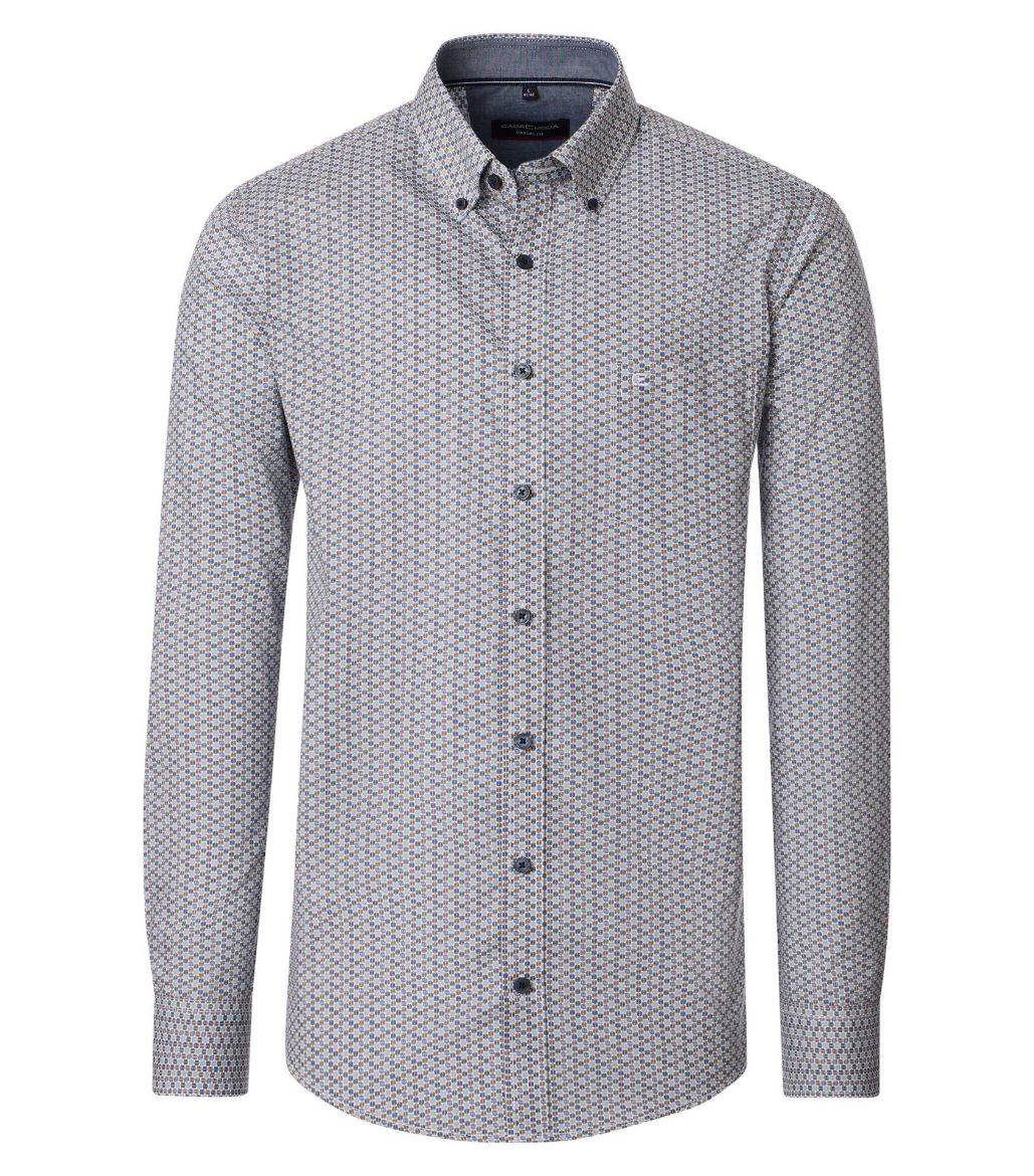 Bild von Tall Herren Hemd Casual Fit 72 cm Ärmellänge Minimalprint Grün Blau Beige