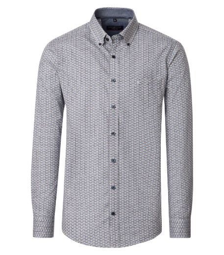 Bild von Tall Herren Hemd Casual Fit 72 cm Ärmellänge Minimalprint Grün Blau Beige