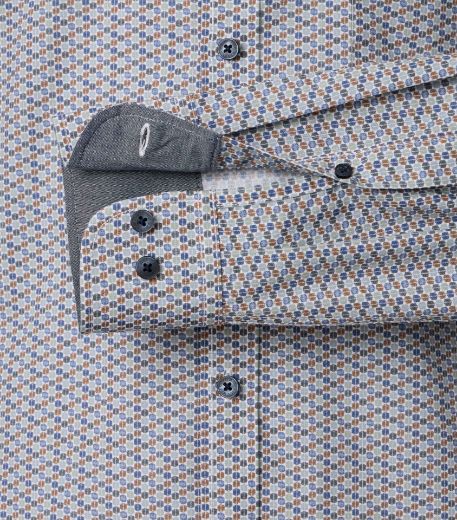 Bild von Tall Herren Hemd Casual Fit 72 cm Ärmellänge Minimalprint Grün Blau Beige