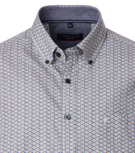 Bild von Tall Herren Hemd Casual Fit 72 cm Ärmellänge Minimalprint Grün Blau Beige