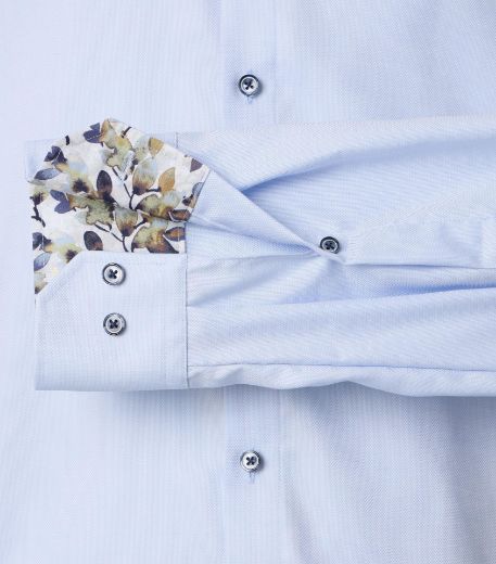 Image de Tall Homme Chemise Modern Fit Manches 72 cm Tissu Structuré Dobby Finitions Fleurs