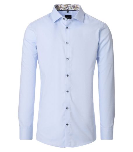 Image de Tall Homme Chemise Modern Fit Manches 72 cm Tissu Structuré Dobby Finitions Fleurs
