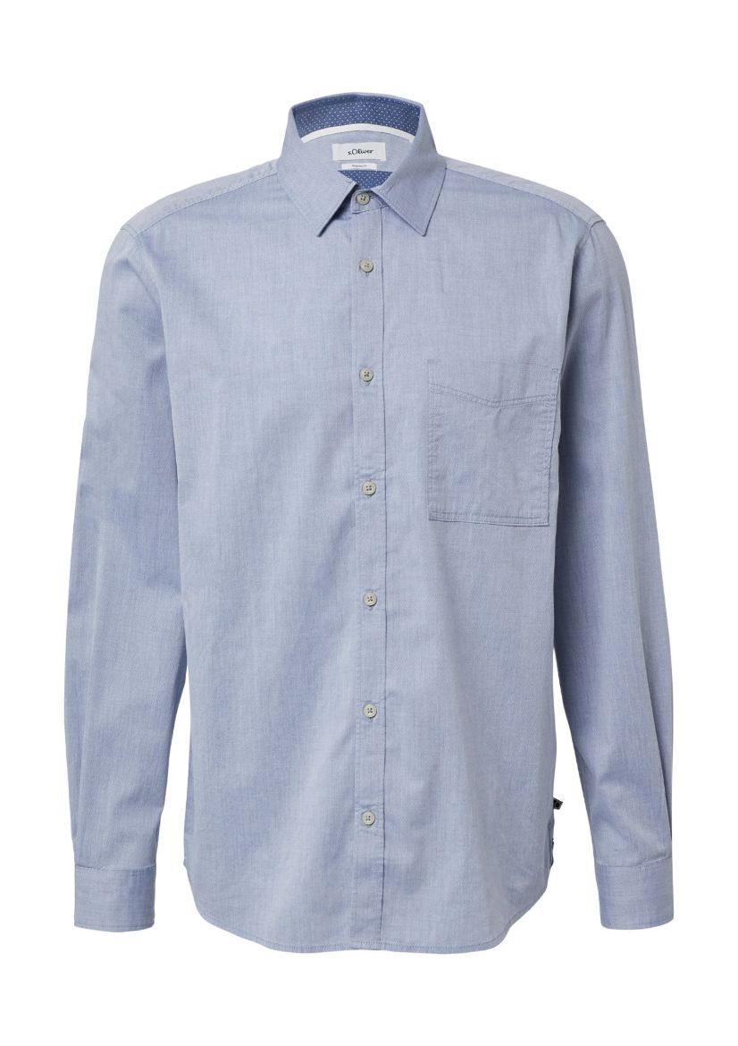 Image de Tall Hommes s.Oliver Regular Fit : Chemise Délavée avec Col Boutonné