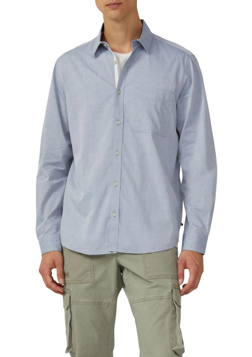 Image de Tall Hommes s.Oliver Regular Fit : Chemise Délavée avec Col Boutonné