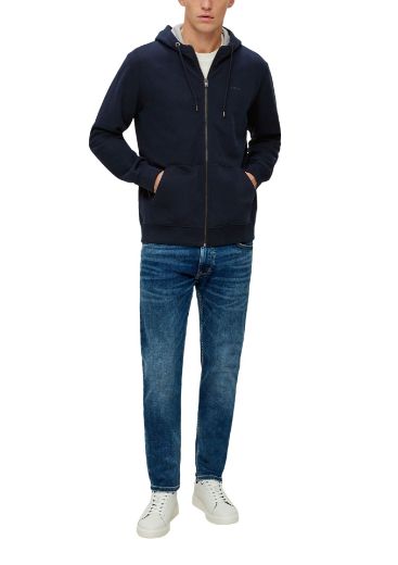 Bild von Tall s.Oliver Herren Sweatshirt-Jacke mit Kapuze in Überlänge