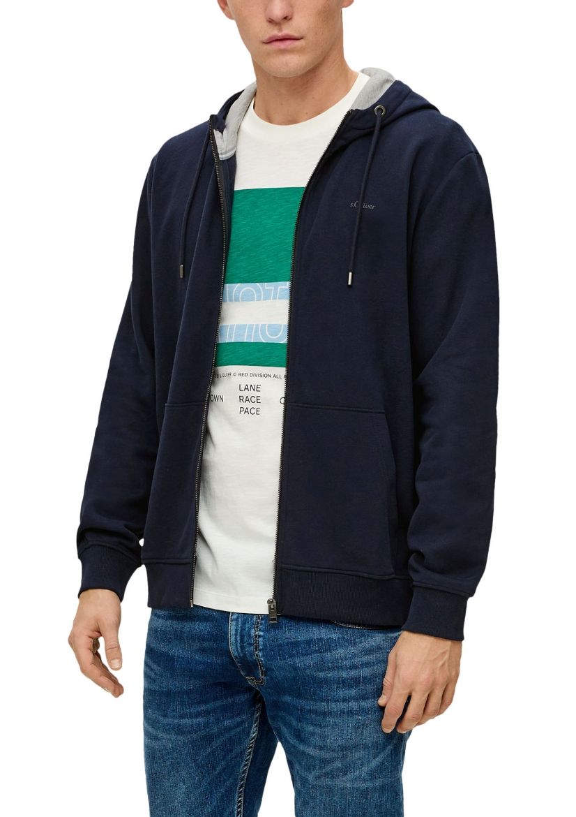 Bild von Tall s.Oliver Herren Sweatshirt-Jacke mit Kapuze in Überlänge