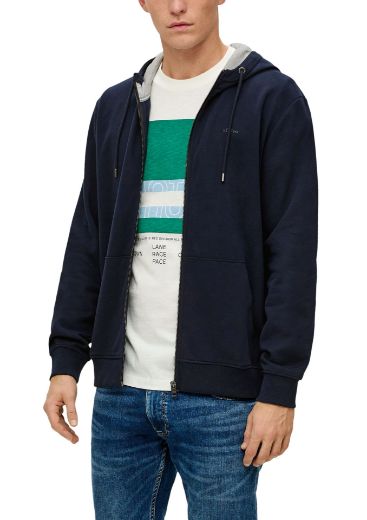 Bild von Tall s.Oliver Herren Sweatshirt-Jacke mit Kapuze in Überlänge