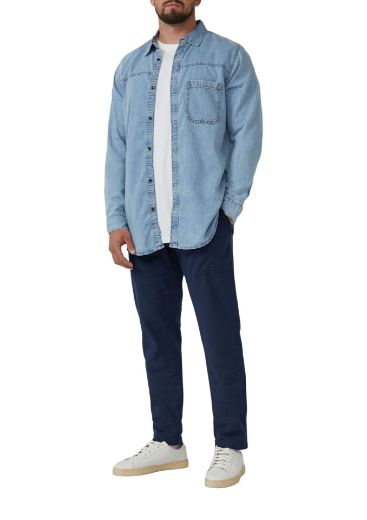 Bild von Tall s.Oliver Herren Jeanshemd aus Baumwolle Extra Lange Ärmel 72 cm