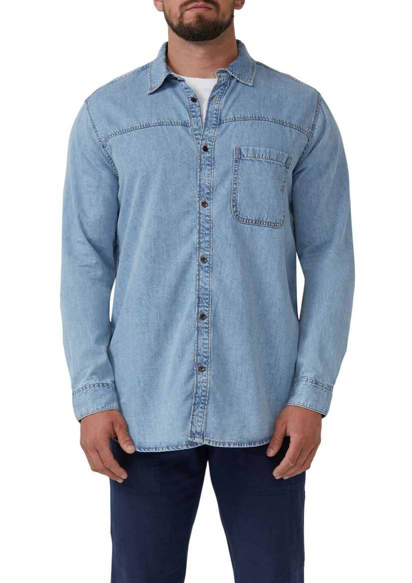 Bild von Tall s.Oliver Herren Jeanshemd aus Baumwolle Extra Lange Ärmel 72 cm