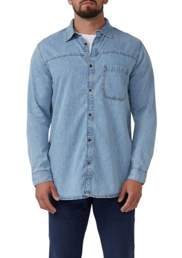 Bild von Tall s.Oliver Herren Jeanshemd aus Baumwolle Extra Lange Ärmel 72 cm