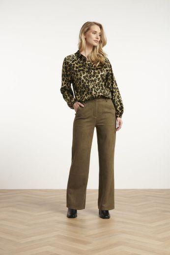 Picture of Tall Women Satin Blouse Leopard Print Puff Sleeves