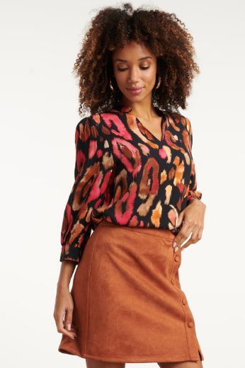 Image de Tall Femme Tunique Rose Noir Imprimé Animalier
