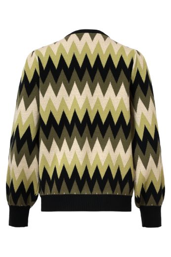 Image de Women Pull Maille Fine Zigzag Armée Sable