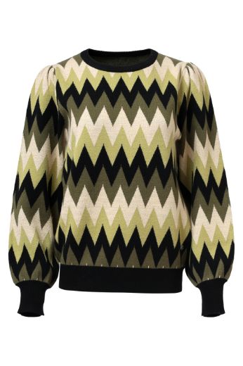 Image de Women Pull Maille Fine Zigzag Armée Sable