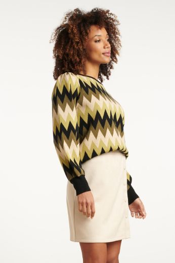 Image de Women Pull Maille Fine Zigzag Armée Sable