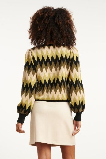 Image de Women Pull Maille Fine Zigzag Armée Sable