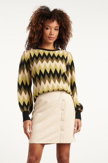 Image de Women Pull Maille Fine Zigzag Armée Sable