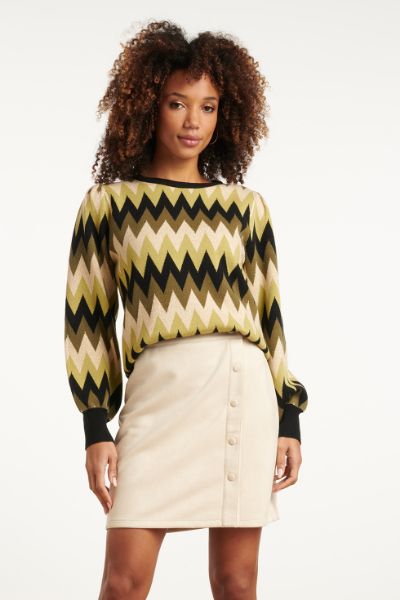 Agrandir l'image de Women Pull Maille Fine Zigzag Armée Sable Image de Women Pull Maille Fine Zigzag Armée Sable