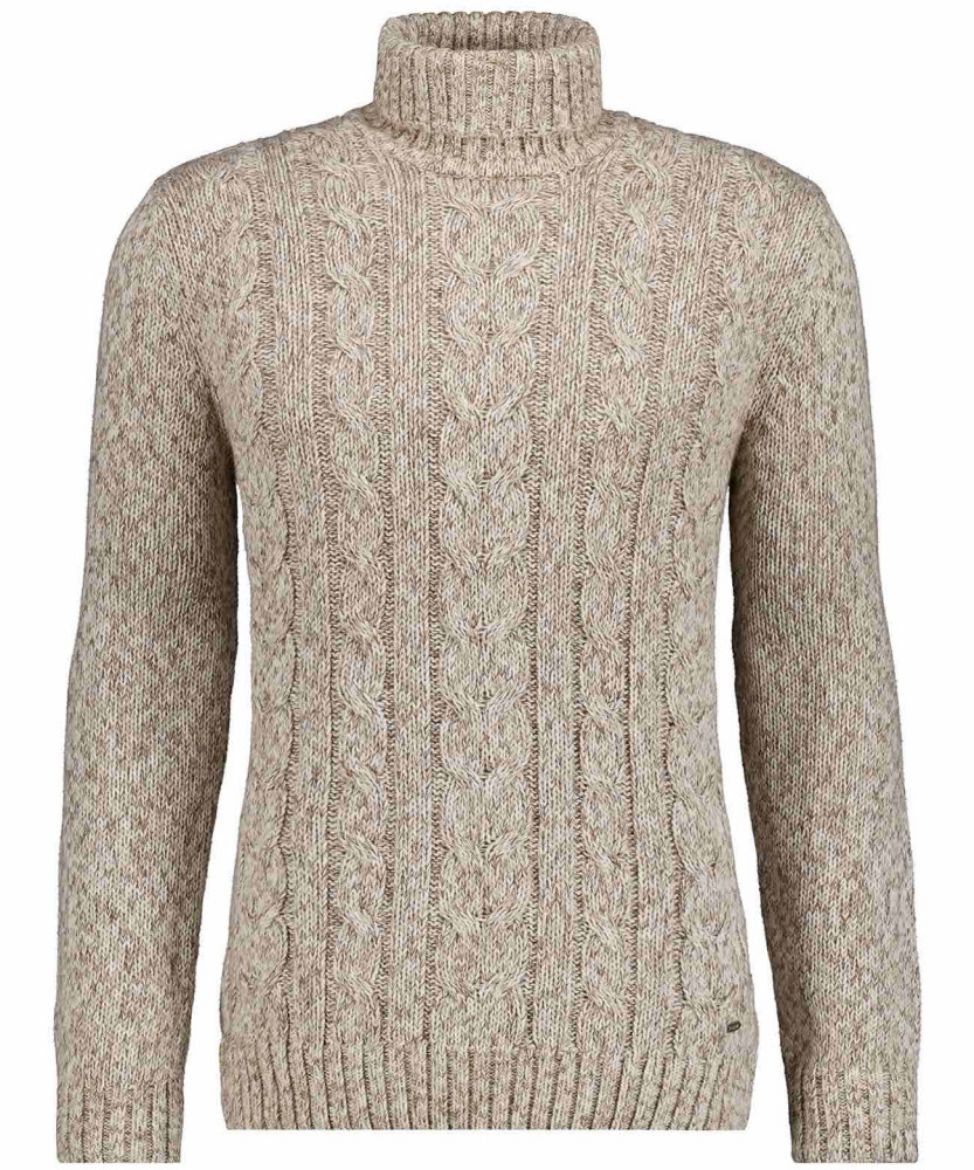 Bild von Tall Herren Strickpullover Rollkragen Zopfmuster