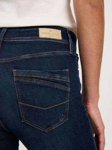 Image de Tall Femmes Jean Anya Slim Fit Longueur L34 et L36 Pouces, bleu foncé délavé