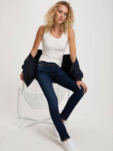 Image de Tall Femmes Jean Anya Slim Fit Longueur L34 et L36 Pouces, bleu foncé délavé