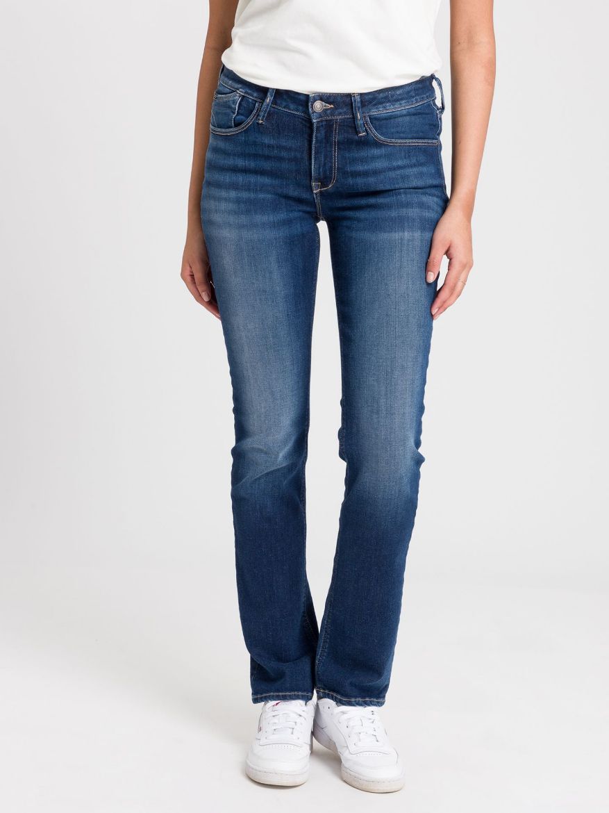 Image de Tall Femmes Jeans Rose Straight Leg Longueur L36 Pouces, bleu foncé délavé