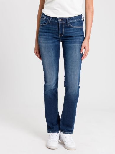 Image de Tall Femmes Jeans Rose Straight Leg Longueur L36 Pouces, bleu foncé délavé
