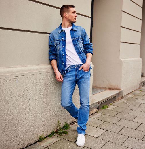 Image de Tall Hommes Jeans Ben Straight Leg Loose Fit Longueur  L38 Pouces, bleu clair