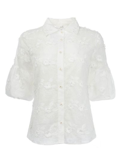 Bild von Tall Damen Bluse Nadine Halbarm Transparent Stickereien