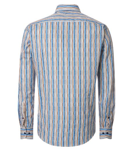 Bild von Tall Herren Hemd Casual Fit Ärmellänge 72 cm, blau braun gestreift