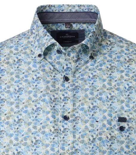 Image de Tall Hommes Chemise Casual Fit Coupe Décontractée Manches 72 cm, motif vert et bleu