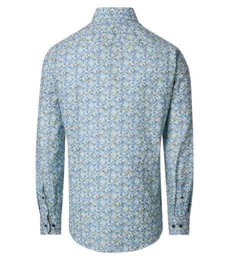 Image de Tall Hommes Chemise Casual Fit Coupe Décontractée Manches 72 cm, motif vert et bleu
