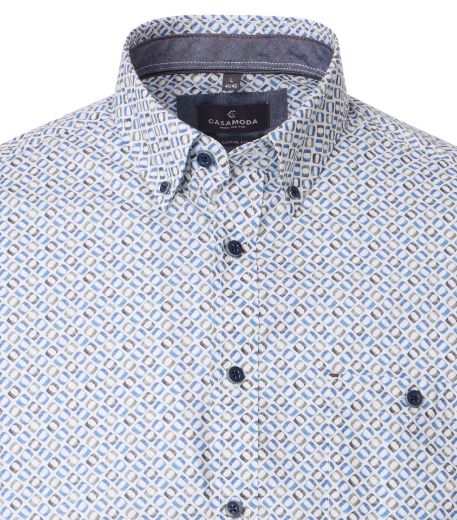 Bild von Tall Herren Hemd Casual Fit Ärmellänge 72 cm, blau gemustert