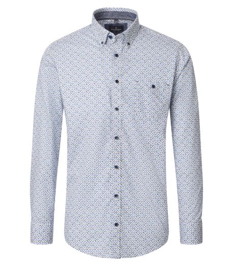 Bild von Tall Herren Hemd Casual Fit Ärmellänge 72 cm, blau gemustert
