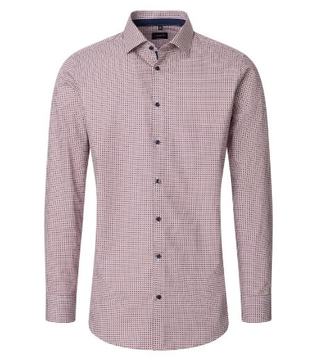 Image de Tall Hommes Chemise Modern Fit Manches 72 cm, imprimé minimaliste rouge bleu