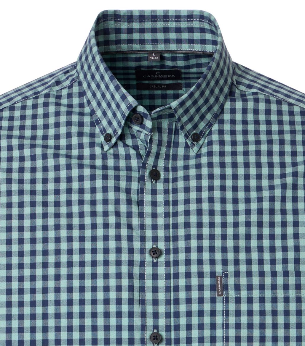 Image de Tall Hommes Chemise Casual Fit Coupe Décontractée Manches 72 cm, carreaux vert et bleu