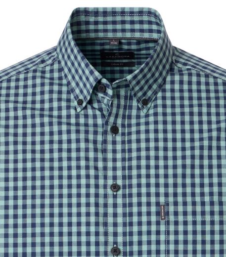 Image de Tall Hommes Chemise Casual Fit Coupe Décontractée Manches 72 cm, carreaux vert et bleu