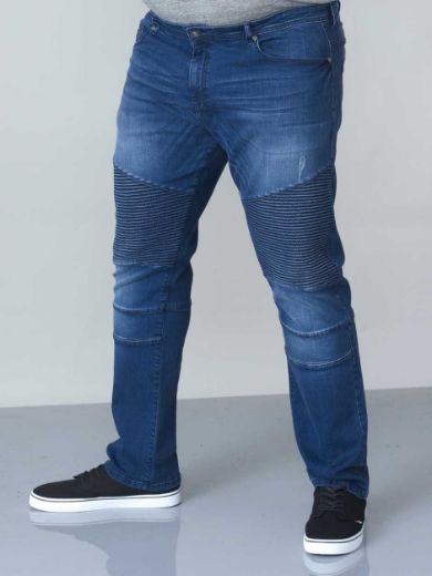 Image de Jean en style moto L38 pouces, bleu vintage