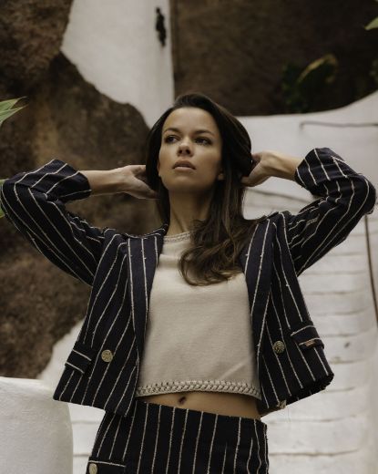 Image de Tall Femmes Blazer Court Vento Fines Rayures