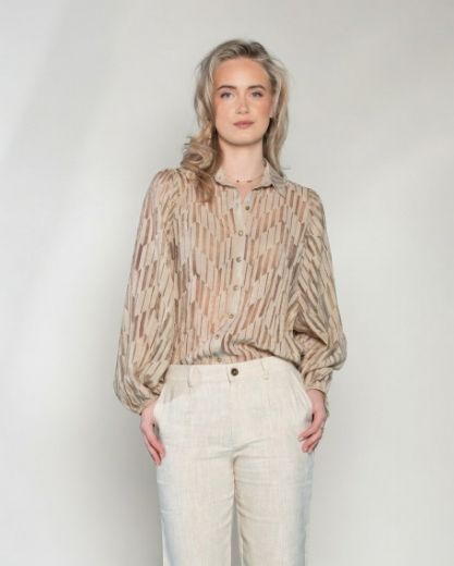 Picture of Tall Blouse Burnout Flounce Sleeves, beige
