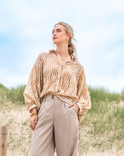 Picture of Tall Blouse Burnout Flounce Sleeves, beige